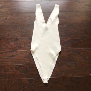Cream V-neck bodysuit